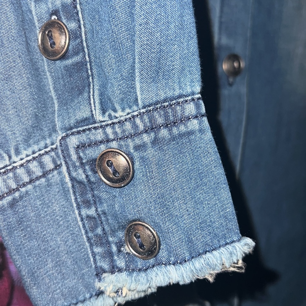 🌹 NWT! Free People x Sandrine Rose Denim Button Down Shacket - Picture 4 of 6